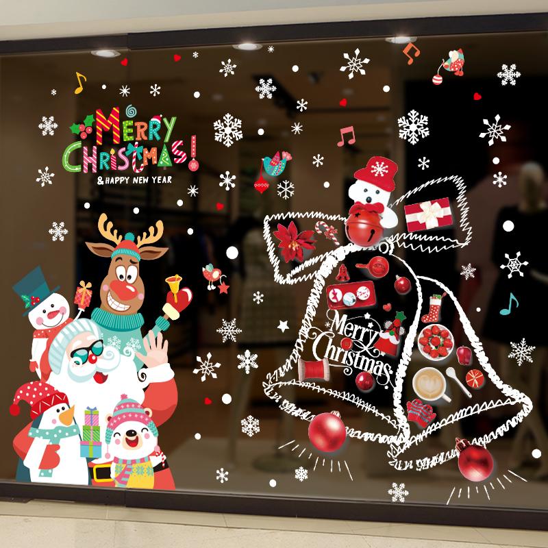 

Santa Claus Bells Snowman Deer Glass Stickers DIY Christmas Wall Decals for Living Room Shop Window Decoration