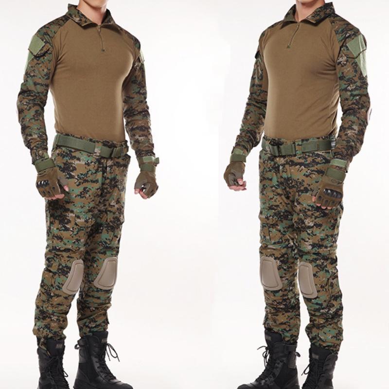 

Woodland Jungle Camouflage Hunting Clothes Army Tactical Uniform Men Camo Sniper Combat BDU Shirt Pants Suit1, As pic