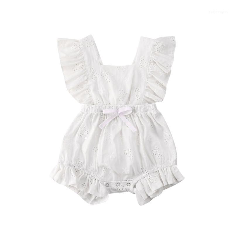 

0-18M Infant Kids Baby Girls Boys Playsuit Solid Lace Flowers Ruffles Short Sleeve Jumpsuits Summer Outfits1, As pic