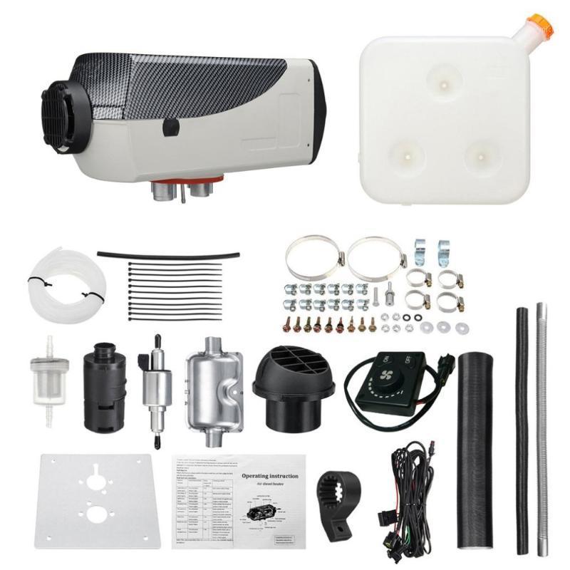 

White Color 12V Single-hole Parking Diesel Air Heater LCD/Knob/Digital Switch with Muffler For Motorhome Boat Tank Vent1