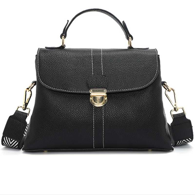 

Hot Large Capacity Ladies Commute Handle Bag Genuine Leather Women Soft Shoulder Bags Female Stylish Purse Lady Elegant Totes, Black