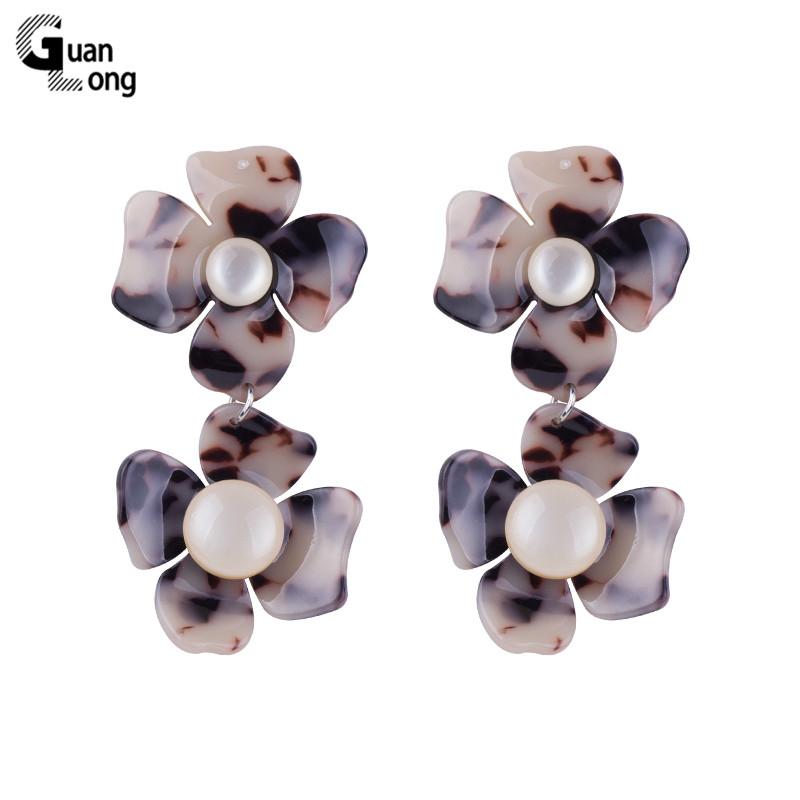 

Cuanlong Vintage Elegant Acetic Acid Acrylic Flowers Long Earrings for Women Acetate Resin Big Earings Fashion Jewelry Brincos