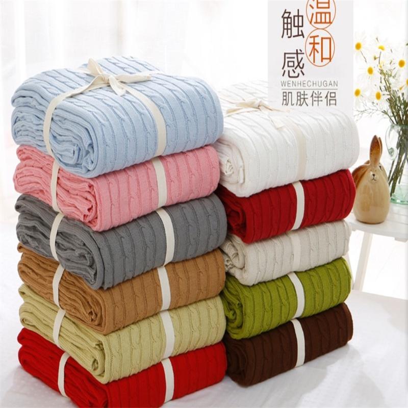 

Blankets 100% Cotton High Quality Handmade Soft Knit Blanket Bed Beige, Red,brown,blue White, Gray, Pink Sofa