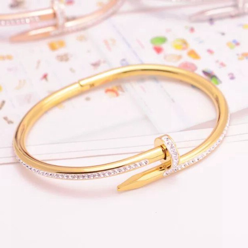 

Hip hop style open nail Bracelet New Titanium Steel Diamond Bracelet F1130