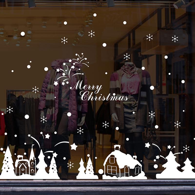 

Xmas Snow House Wall Stickers Kids room Bedroom New Year Window Glass Decor Christmas Party Decor Removable Art Decals Murals