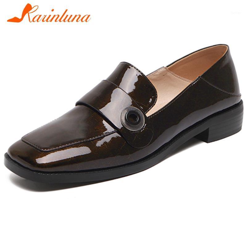 

KARIN New Fashion Lady Spring Casual Comfortable Pumps Metallic Square Toe Low Heel Slip On Pumps Women Shoes Woman1, Brown