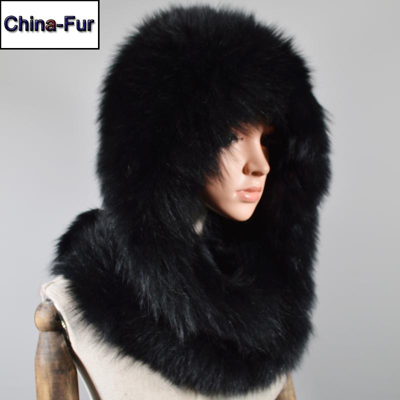 

New Luxury Lady Real Fur Hat&Scarf Winter Warm Fluffy 100% Natural Fur Hats&Scarves Women Knitted Genuine Cap&Shawl