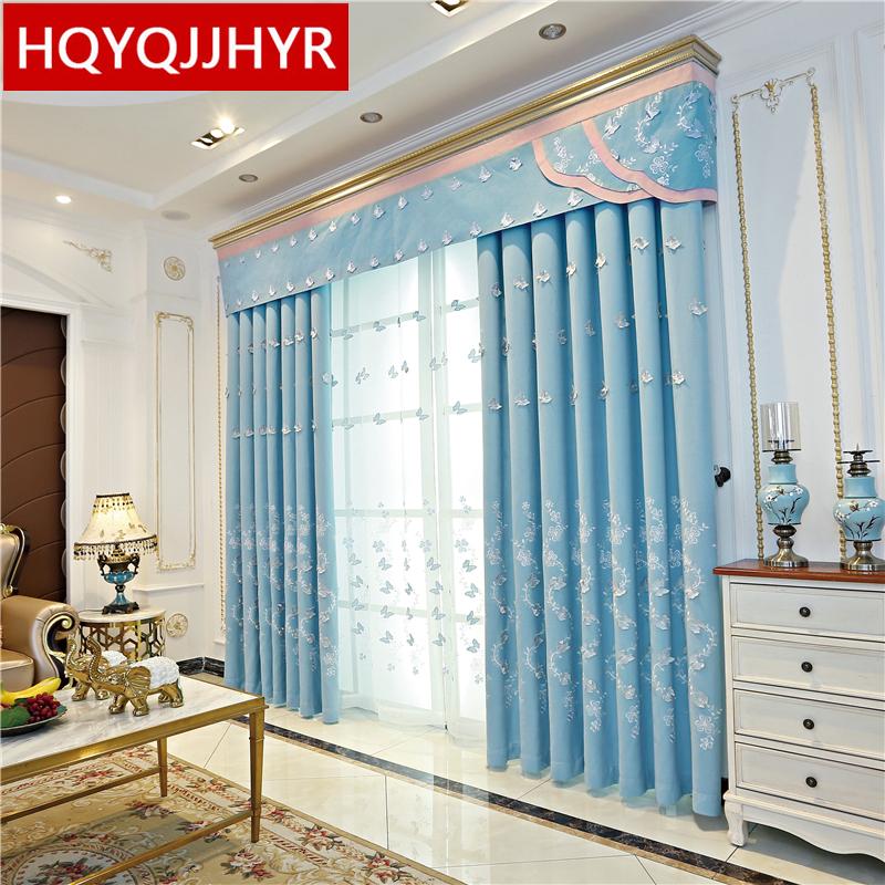 

Modern luxury pastoral embroidered living room decorative curtains high quality bedroom curtains for window apartment hotel, Tulle