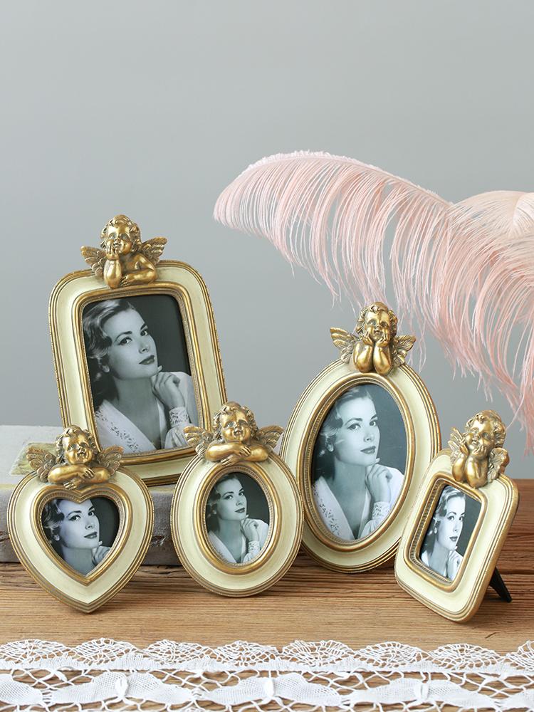 

Angel Series Golden Resin Material Photo Frame Wall Hanging Bedroom Study Living Room Dining Room Coffee Table Decoration