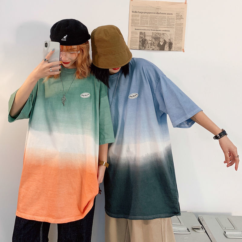 

2021 New Men's Casual Oversize T-shirts Woman Short Sleeve Streetwear Tees Korean Fashion Man Pullovers Clothing Hip Hop B85k, Blue