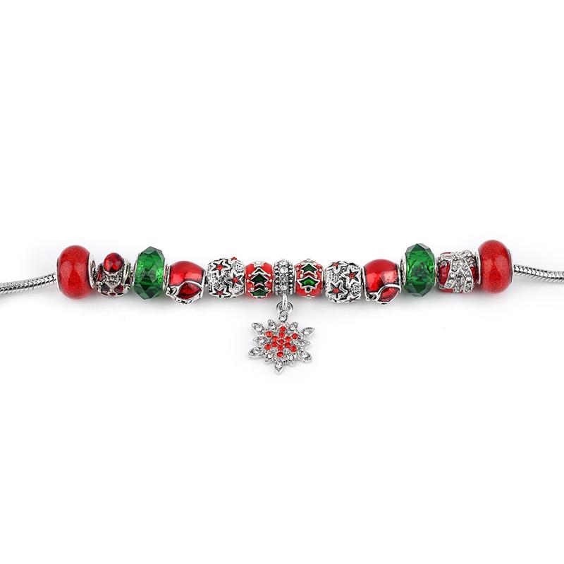 

Link, Chain Panjia Style DIY Beaded Exquisite Snake Bone Glass Bead Bracelet Red Snowflake Gift Christmas
