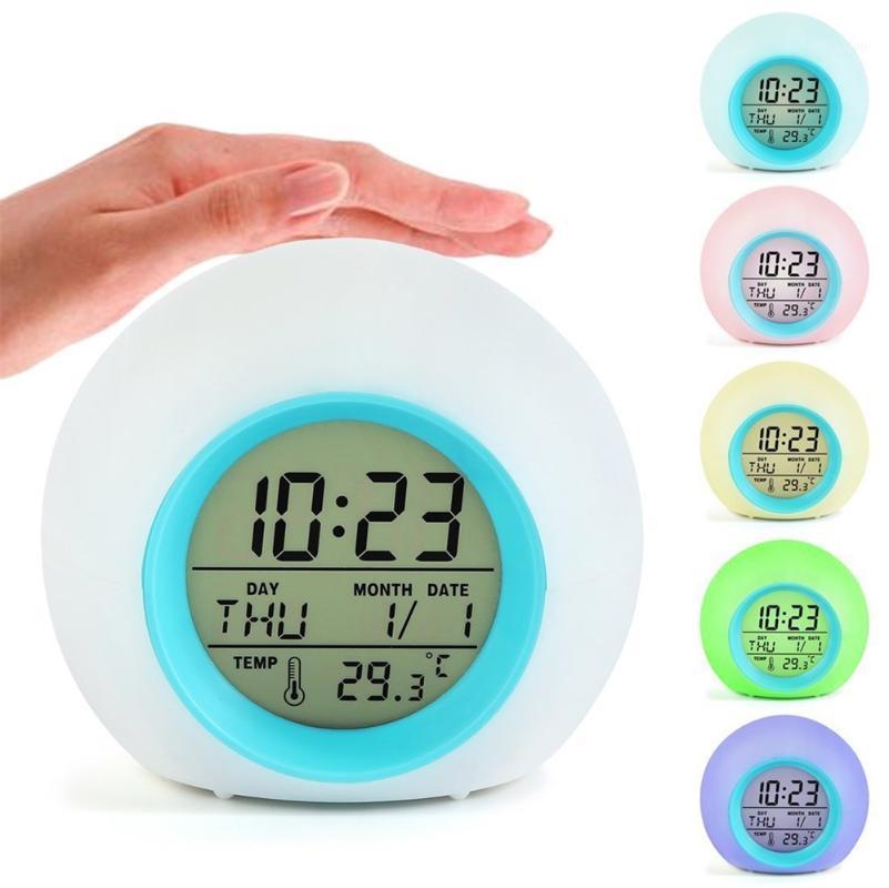 

Smart Alarm Clock LED Light Digital Alarm Cocks Night Lamp 7 Colors Changing Backlight Temperature Snooze Function Table Clock1
