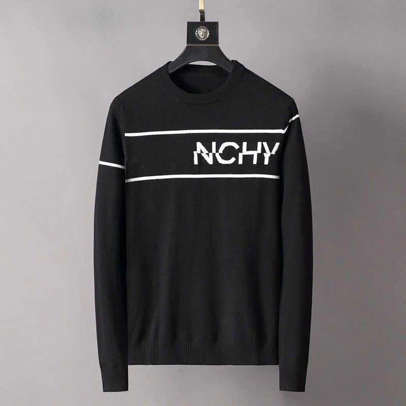 letter sweater new embroidery knitted Men's winter sweater sweatshirt round neck round neck long sleeve sweater female design-image-748173896