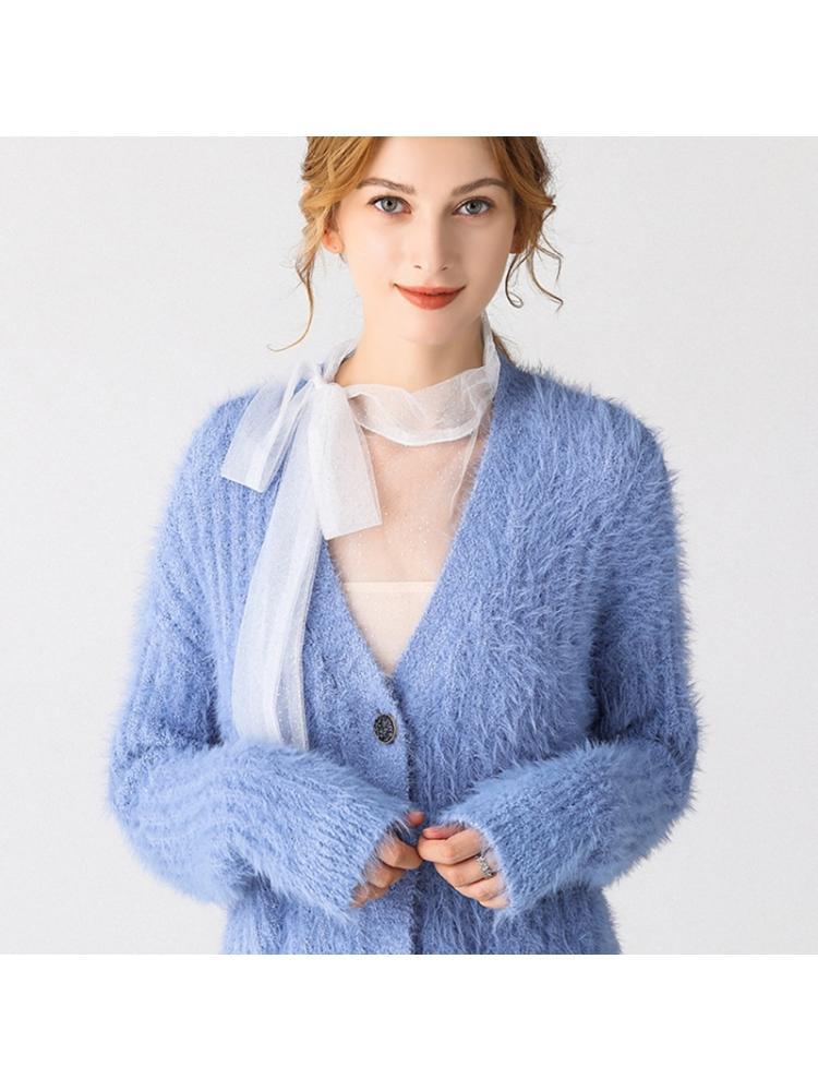 

Women Turtleneck Bow Tied False Collar Sheer Mesh Sequins Pullover Half Top Vest XX9D
