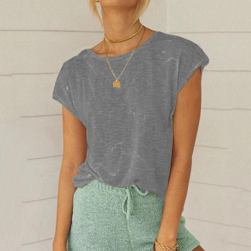 

Minimalism 2020 Summer Chic Fashion Harajuku T-shirt for Women Short Sleeve Round Neck Shirt Casual Pure Color Women Sexy Tops, Black