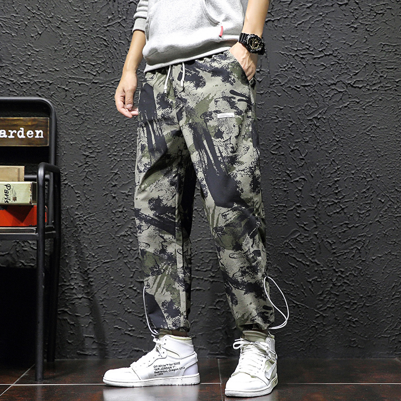 

2021 New Arrival Style Workout Straight Men Trousers Casual Camouflage Man Pants Dhq1, Black