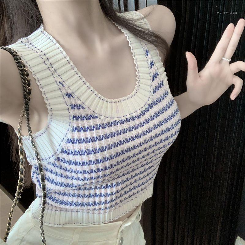 

Newest O Neck Sleeveless Knitted Fabric Tank Top Womens Female Fitness Vest For Ladies Sexy Summer Tops Waistcoat Crochet Top1, White