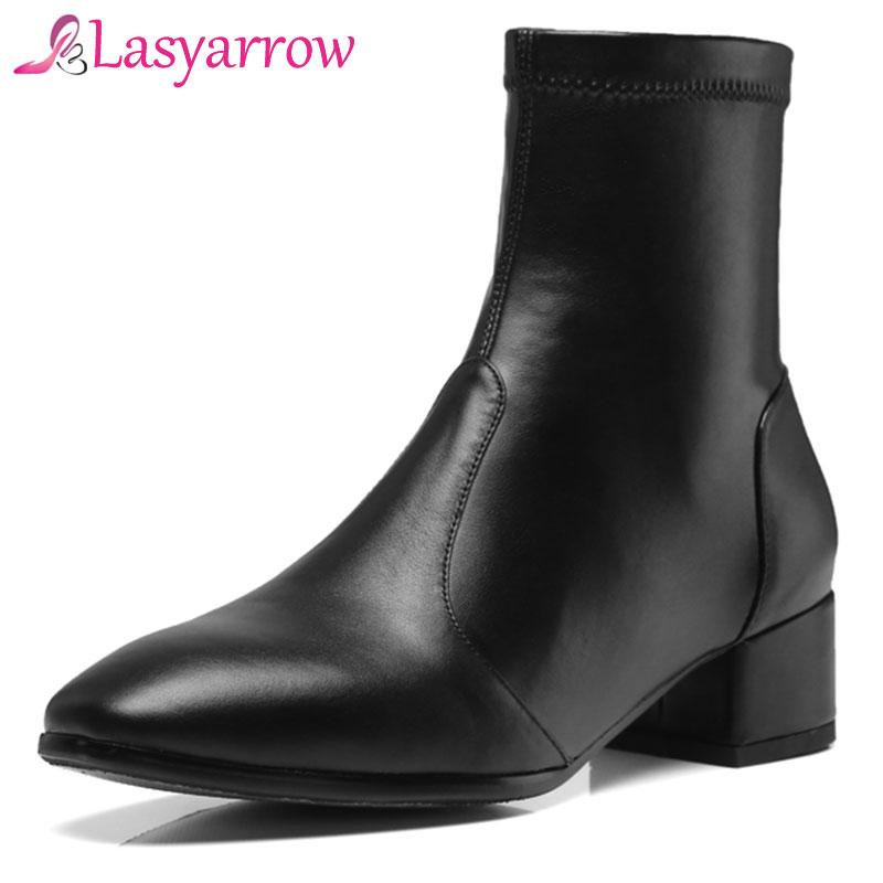 

Lasyarrow Ankle Boots For Women 2020 Autumn Women's Shoes Chunky Square Med-heeled Suede/Patent Leather/Cow Leather Boots, Apricot flock