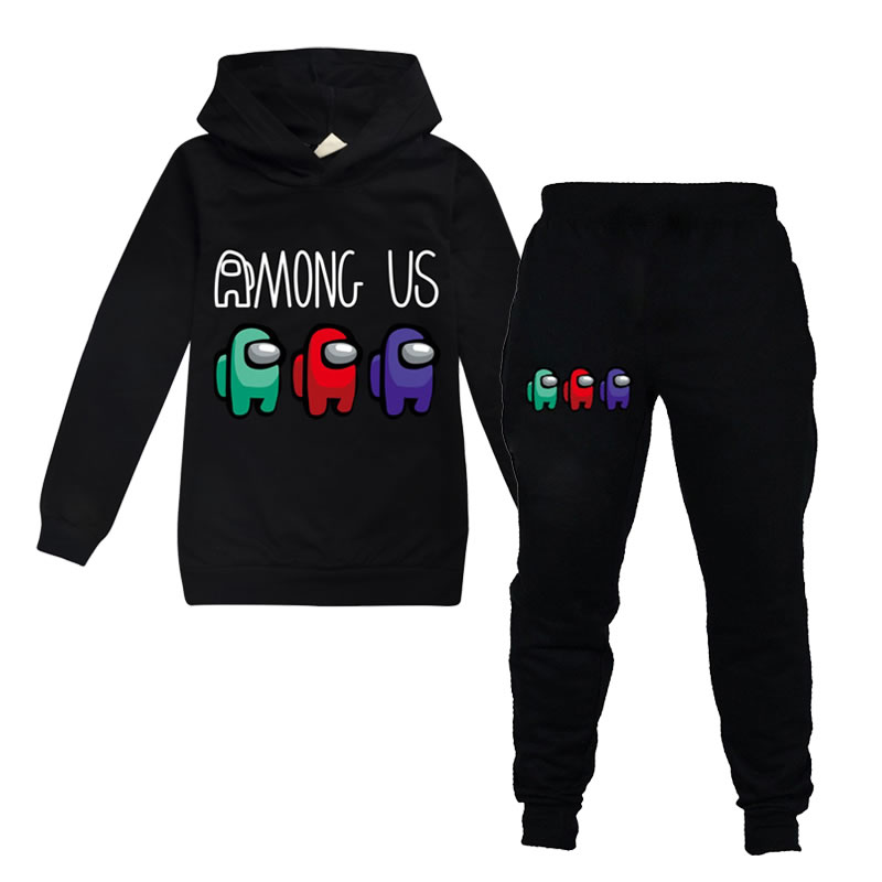 

New Among Us Game Set For Big Boy Girl Clothes Fall Winter Kid 3D Print Sweatshirt+Sport Pant 2pc Outfit Children Hoodies Outfit, White