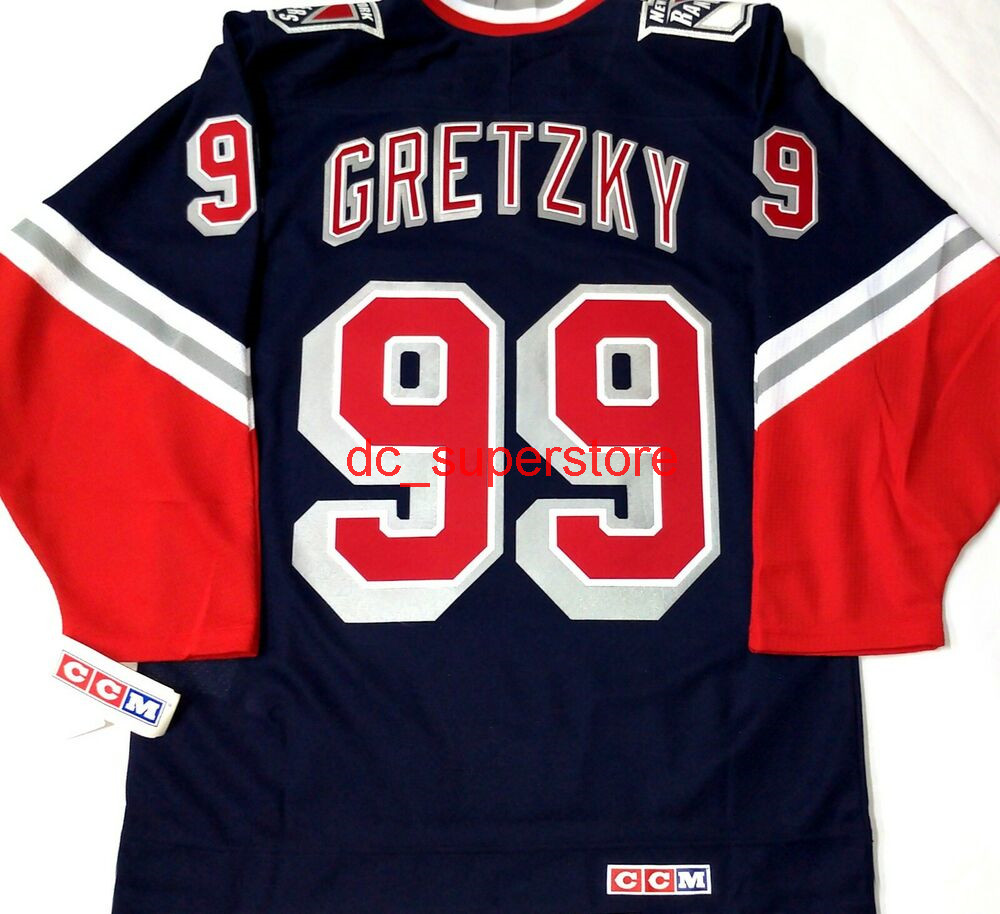 

cheap custom VINTAGE WAYNE GRETZKY NY RANGERS LIBERTY CCM HOCKEY JERSEY Stitch add any number name MEN KID HOCKEY JERSEYS -5XL, Blue