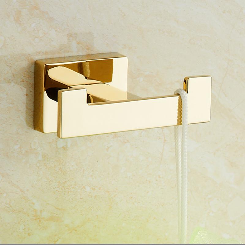 

Luxury Golden Robe Hook Bathroom Hangings Hook Double Zinc Alloy Home Bathroom Decoration Accessories Simple Durable Hooks