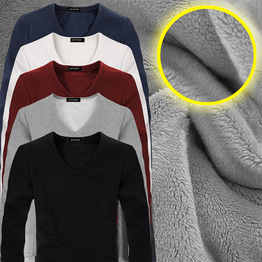 

Autumn Winter Style Men Home Leisure Velvet tshirt Warm Thermal Long Sleeve Men's t-shirt Cotton Big Size 5XL Male Tops Tee 201203, V neck wine