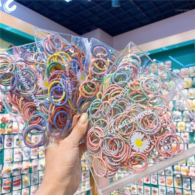 

100 Pcs/bag Korea Children Basis Simple Colorful Rubber Band Hair Rope Sweet Girl Student Ponytail Hair Accessories Travel Wear1