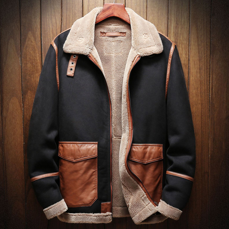 

2021 New Message From Automotive Overcoats Velvet Autumn and Winter Season Men Leather Jackets False Coats Size 5xl O19X, Black