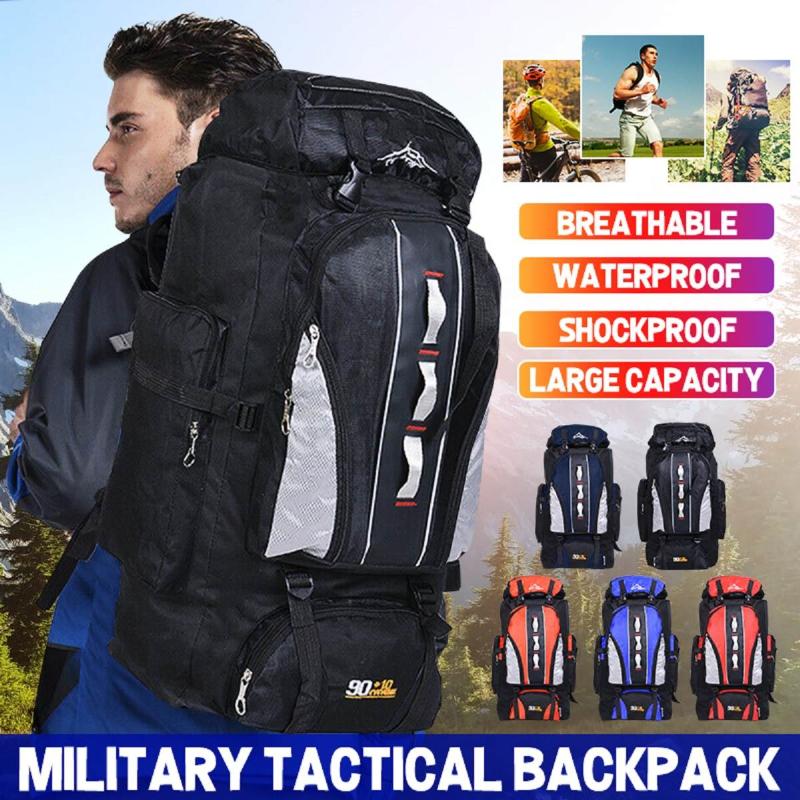 

Outdoor Rucksack 1680D Nylon 100L Waterproof Tactical Backpack Bags For Sports Camping Hiking Trekking Fishing Hunting, Black
