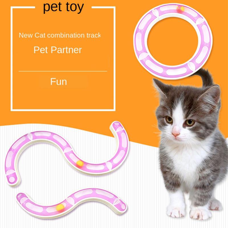 

Funny Cat Track Toys Ball Disk Plastics Non-slip Interactive Training Kitten Turntable Tunnel Deformable Cats Educational Toy