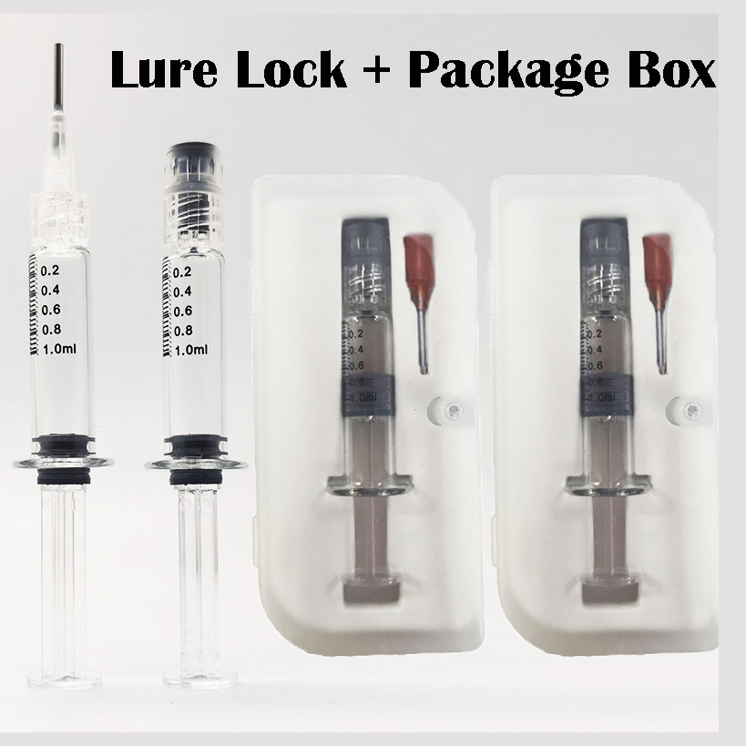 

Retail Boxes Glass Syringes 1ML Luer Lock Syringe with Measurement Mark Injector Vape Pen Thick Oil Filling Cartridges Empty OEM Packaging
