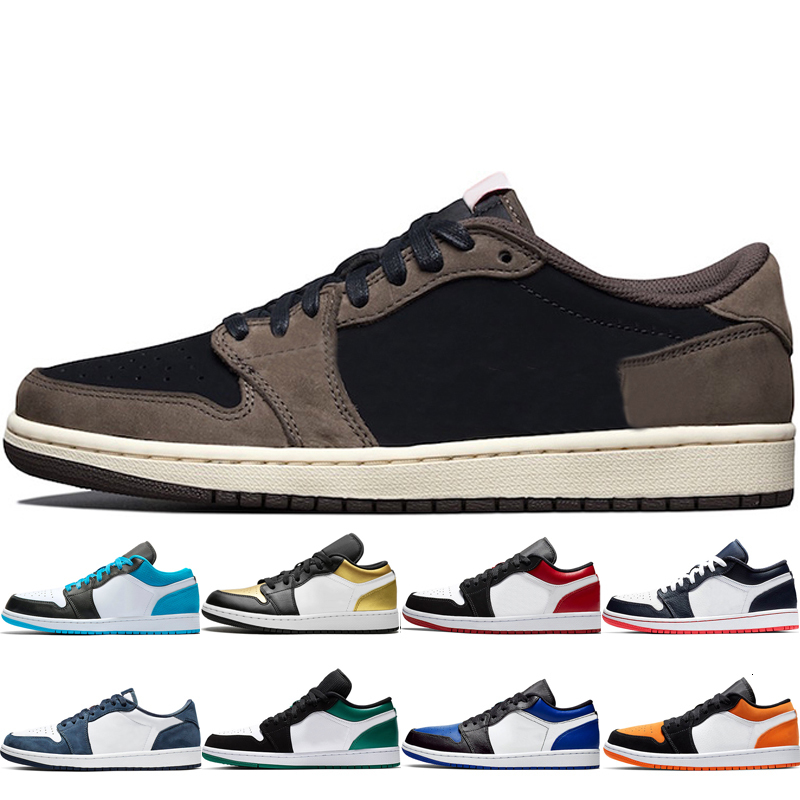 

fashion men women low 1s 1 basketball shoes Royal Blue orange Black Mystic Green Black Toe Gold Toe Emerald Toe sports shoes sneakers, Color 1