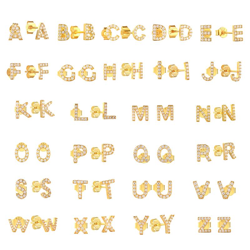 

Stud CANNER 1 Pair Luxury 26 Initial Letters Earrings For Women Pearl Earring Alphabet Piercing High Grade Jewelry Gift, Golden;silver