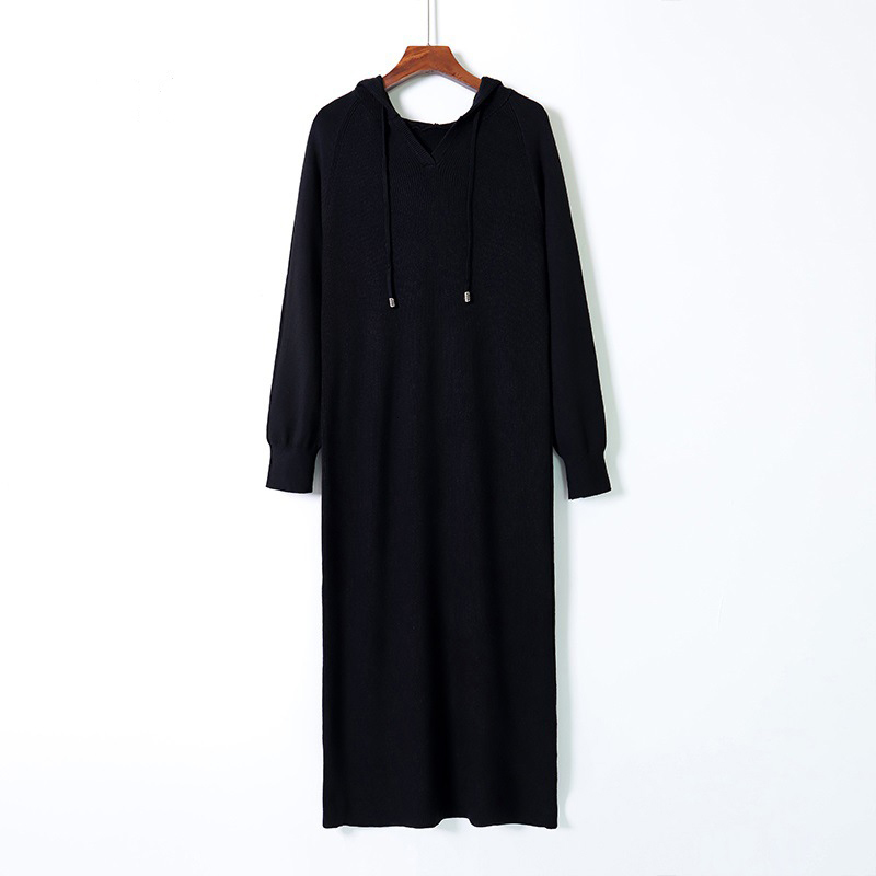 

2021 New Fall Winter Sweater Mid-calf Long Women Elegant Hoodies Knitted Slim Midi Party Dress Vestidos Mdgd, Coffice