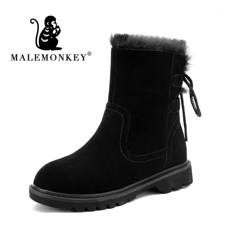 

2020 Winter New Warm Plus Velvet Platform Women Snow Boots Classic Round Head Non-Slip Fashion Office Black Khaki Ankle Boots1