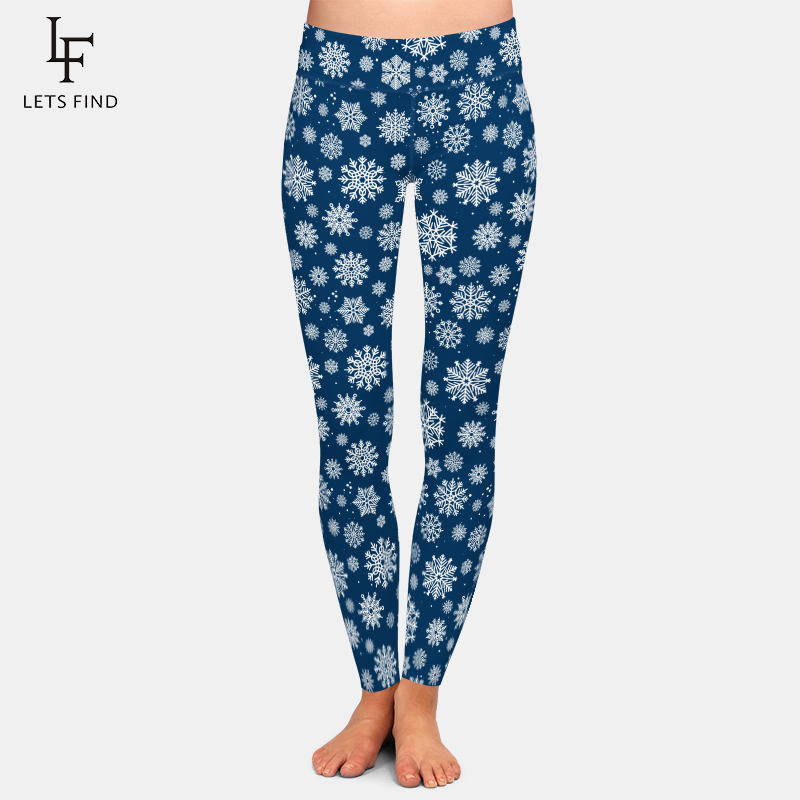 LETSFIND High Quality Women Fashion Winter Snow Print High Waist Leggings Christmas Leggings Plus Size 201202Z