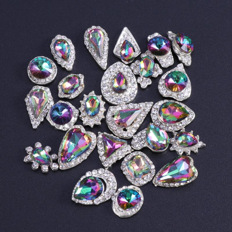 

24pcs Nail Art Decorations Colored Shining Rhinestone Alloy DIY Distinctive Nail Art Work