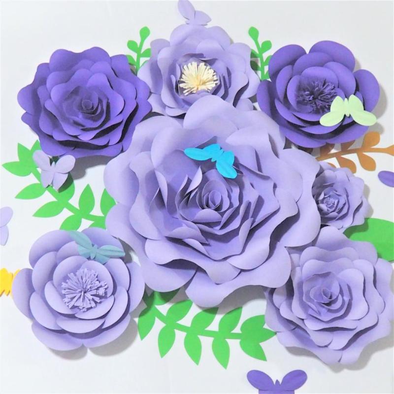 

2020 7 Giant Paper Flowers + 6 Butterfly + 9 leaves for girl's party wedding decor or photo booth backdrop or Wedding backdrops, Custom order