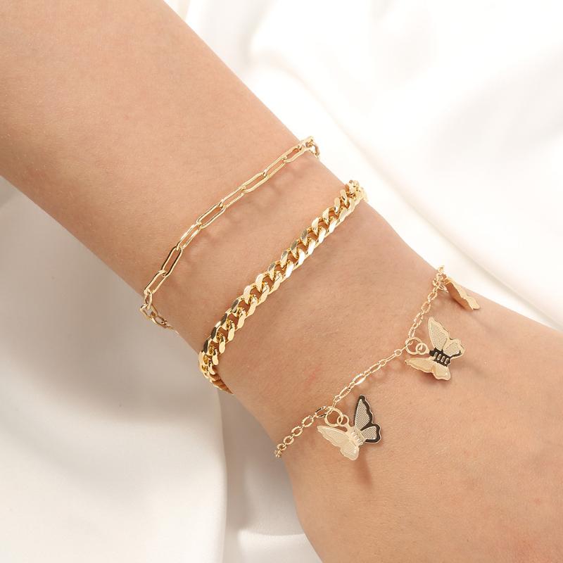 

New 3-layer Butterfly Bracelet simple girl sweet Butterfly Charm bracelet Jewelry for women