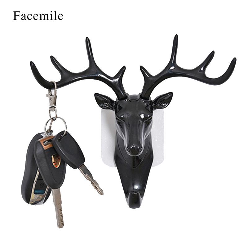 

Facemile Wall Key Hooks Clothing Display Racks Deer Antlers Shape Coat Hat Bag Hanger Bedroom Home Decorative Sticky Hooks