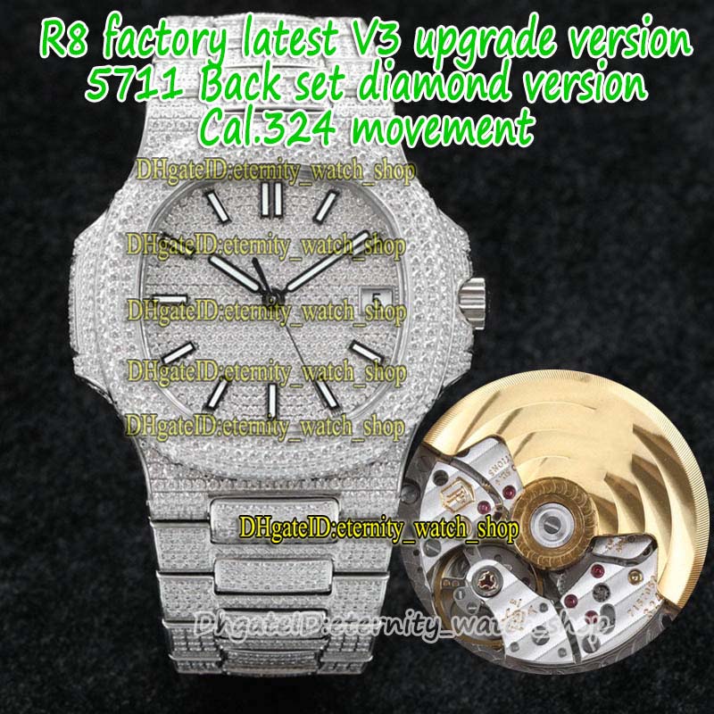 

eternity R8F V3 Upgrade-version Iced Out Full Diamond inlay Case Strap 5711 Diamonds-Dial Cal.324 S C Automatic 5719 Mens Watch 5713 Sport, Box