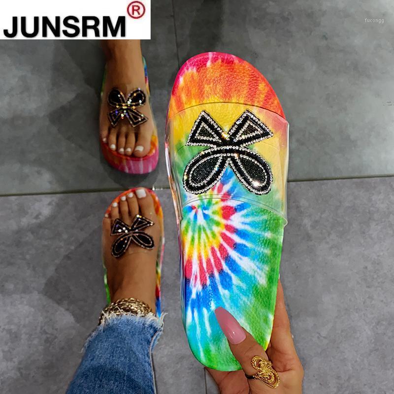 

2021 New Rhinestone Art Style Women Slippers Women Fashion Slope Sexy Thick Soled Platform Slippers Tide Shoes Woman Summer Shoe1, White