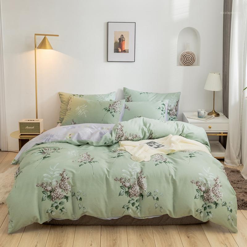 

Nordic Brief Bedding Set Bed Linen Leaf Pattern Duvet Cover Sets Quilt Cover Single Double Queen King Bedclothes with Bed Sheet1, 150x200
