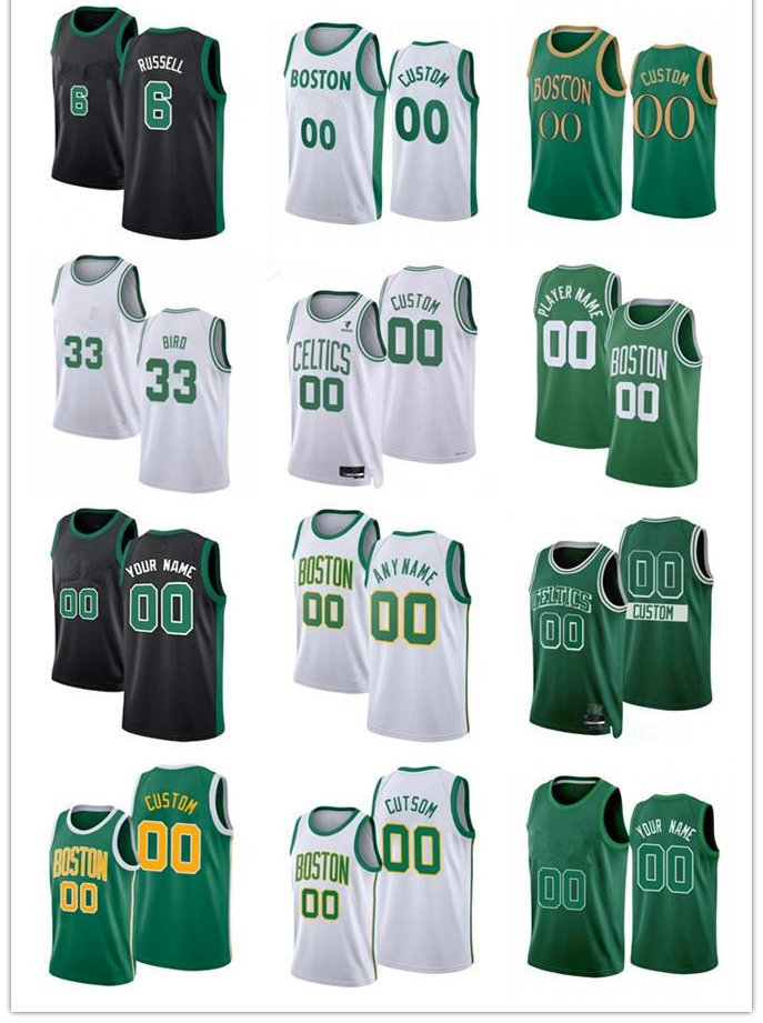 

75th Custom Men Women Youth Boston's Celtics's Larry 33 Bird Bill 6 Russell Kevin 5 Garnett Paul 34 Pierce Basketball Jerseys fffe