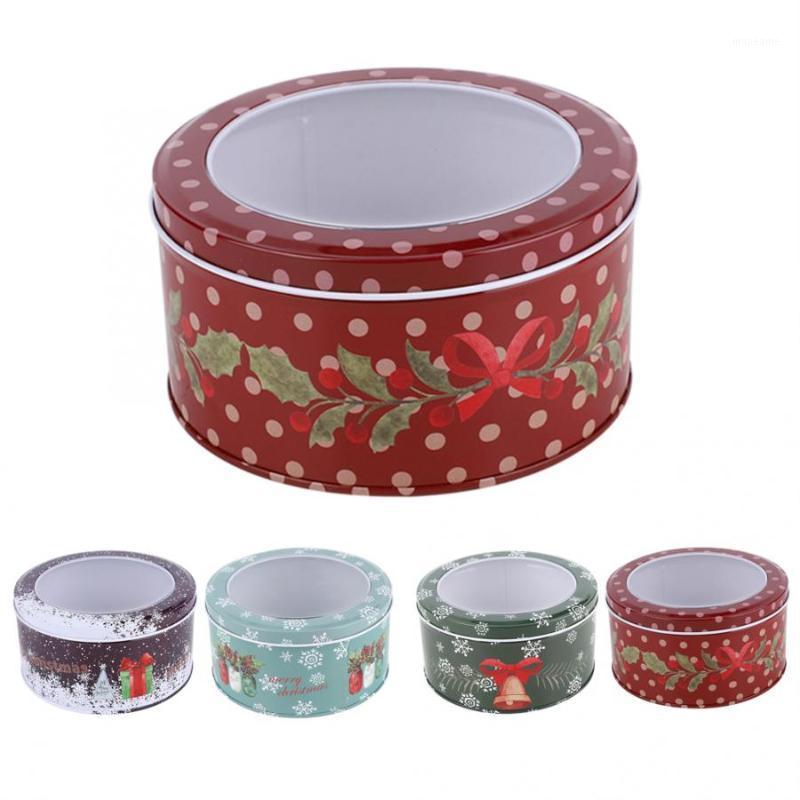 

Christmas Round Candy Cookie Can Ornamnet Xmas Gift Box Jar Decoration Gift Boxes1