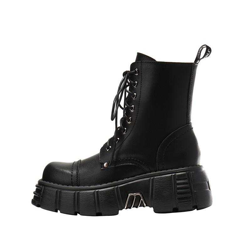 

Fashion Genuine Leather Boots Rubber Women's Shoes 2021 Zipper Platform Shoes Woman Booties Black Boots For Women Ladies
