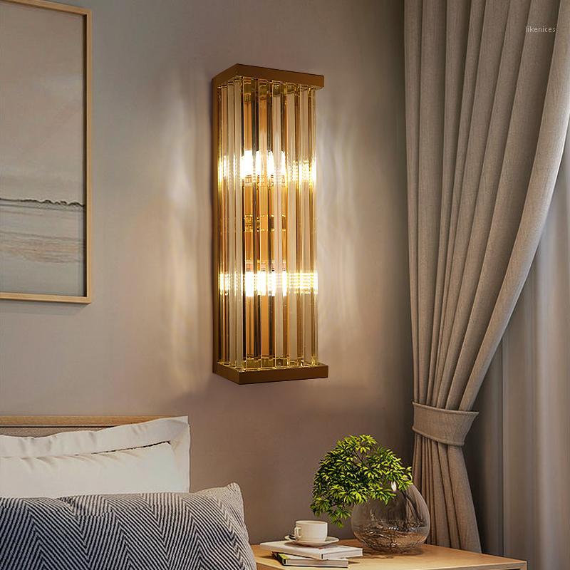 

Jmzm Modern Crystal LED Wall Lamp Living room TV Background Wall Bedroom Study Aisle Indoor Light Fixtures1