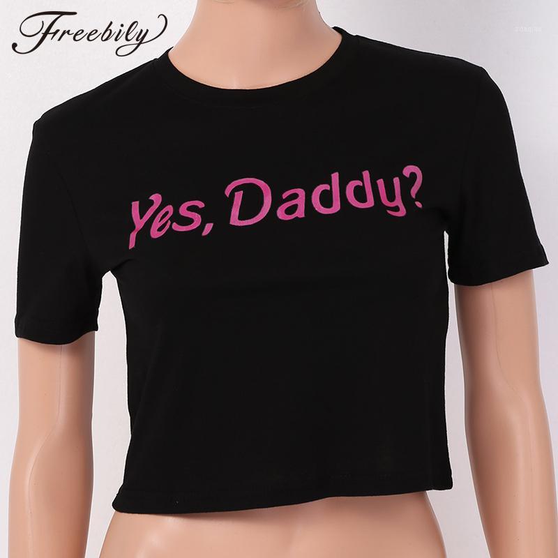 

Yes Daddy Letter Printed Cropped tshirt Women Cotton O-neck Short Sleeve t-shirt Summer Tee Shirt Femme Streetwear Crop Top1, Black