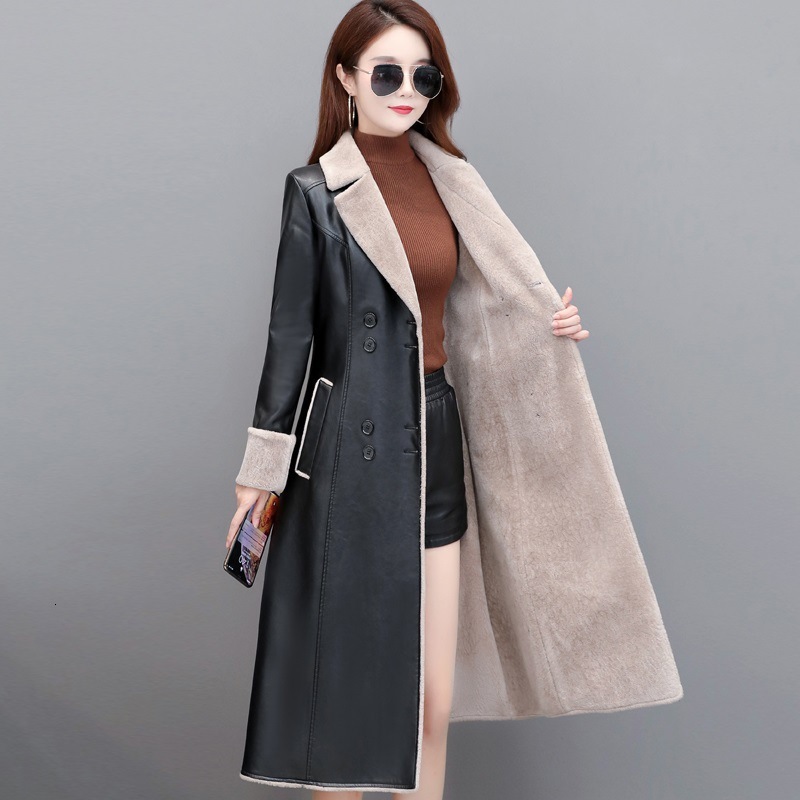 

2021 New New winter high quality imitation of skin plus velvet long female coat size 5xl