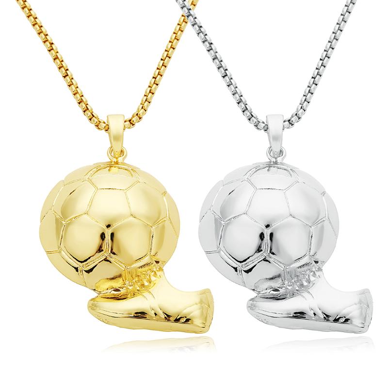 

1pcs Gothic Football Culture Charms Pendants Necklace Street Style Long Chains Necklaces for Men Metal Not Allergic Jewelry Gift